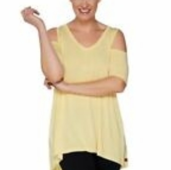 Peace Love World Tops - Peace Love World cold-shoulder top Banana yellow